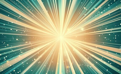 retro background with pastel green and beige sunburst rays, vintage circus poster style