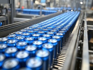 Blue Cans Conveyor Belt Factory Production