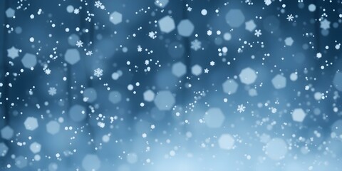 Winter Wonderland: An ethereal image of softly falling snowflakes against a blurry, atmospheric blue backdrop, evocative of a serene winter landscape. 