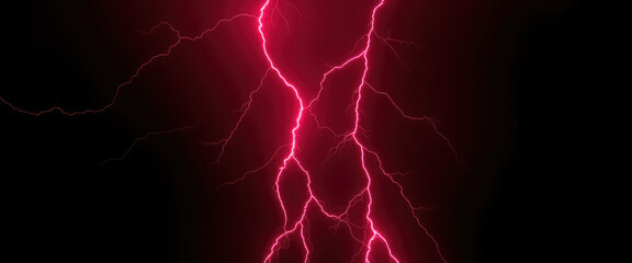 dramatic display of vivid red lightning bolts illuminates dark sky nature power and intensity