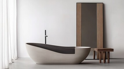 Modern Minimalist Bathroom Design Featuring Freestanding Tub