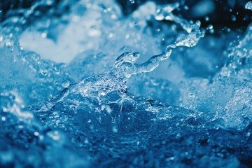 Blue Water Splash with Bubbles Creating a Dynamic and Refreshing Scene