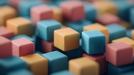 Obraz premium Colorful Abstract Stacked Cubes Arrangement Digital Art Background