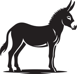 Obraz premium black donkey clip art vector, black donkey silhouette vector, donkey vector illustration, donkey logo vector, donkey vector icon, donkey silhouette vector isolated on white background full body