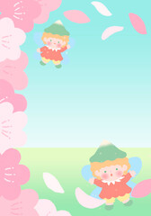 봄 꽃 배경 일러스트 요정 캐릭터 포스터