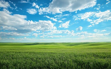 Obraz premium Endless Green Plains Under A Soft Spring Breeze