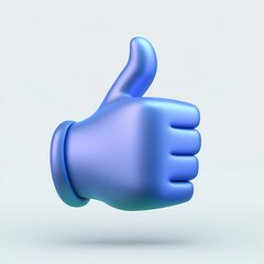 3D Render of a Light Blue Thumbs Up Gesture on White Background