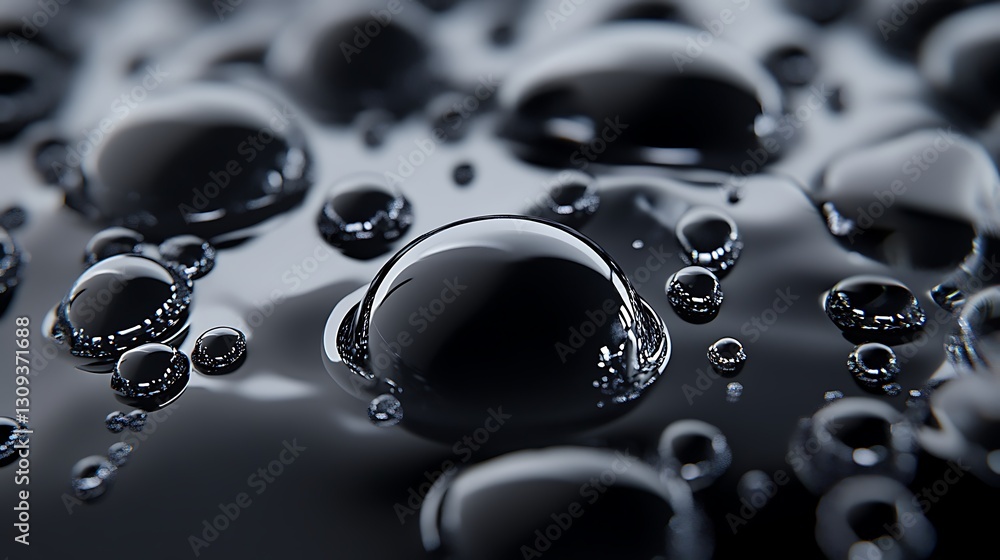Aufkleber dark gleaming bubbles cling to a sleek surface creating an abstract and mesmerizing visual texture