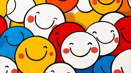 Naklejka premium Colorful Smiling Faces Background Happy Playful Mood