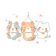 Playful and whimsical cat illustrations in vibrant and minimalist designs