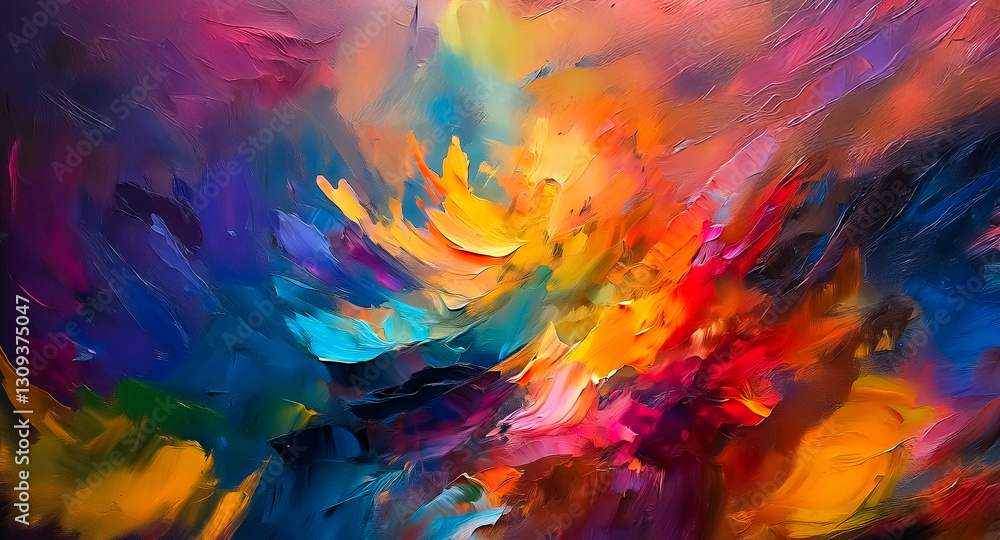 Aufkleber vibrant abstract background featuring a dynamic burst of color with expressive brushstrokes, creatin