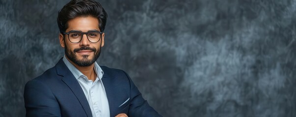 Confident Man in Formal Attire with Stylish Glasses and Smiling Expression