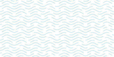 Wavy lines, sea waves stylization, seamless pattern, vector design © Valerii