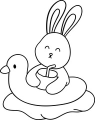 
Happy bunny sitting on a duck-shaped float Illustration
