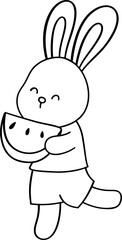Bunny holding a watermelon Illustration