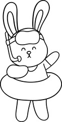 Cute bunny in a diving suit Illustration