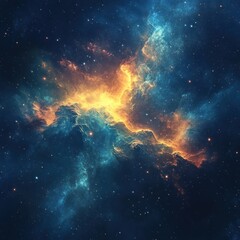Fototapeta premium Cosmic Nebula: A Celestial Tapestry of Orange and Blue