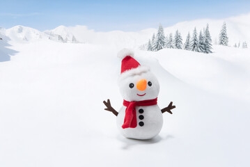 雪山と雪だるま