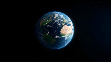 Obraz premium Pixelated Earth Globe Floating in Dark Space with Starry Background