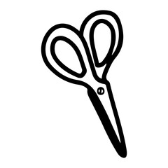 Medical scissors. Hand drawn doodle. Surgical metal instrument of doctor. Cutting tool. Sterilizing equipment for operation. Vector line art illustration.