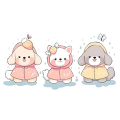 Obraz premium Playful and whimsical dog illustrations in vibrant and minimalist designs.