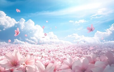 Soft Pink Cherry Blossoms Against A Blue Sky