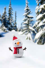 雪山と雪だるま