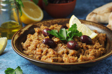 A plate with traditional Moroccan salad zaalouk	