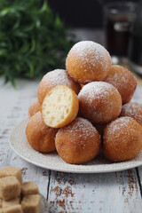 Quarkbelllchen, traditional German dessert made of cotton cheese and dough	