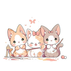 Fototapeta premium Playful and whimsical dog illustrations in vibrant and minimalist designs.