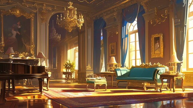 Luxurious Reception Room with Grand Piano