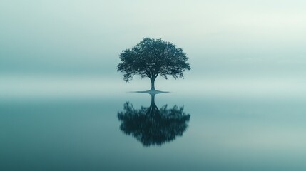 Alone tree reflection