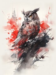 Majestic Watercolor Owl