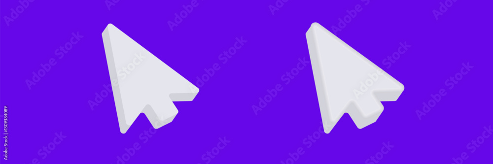 Poster a simple image of two white computer mouse cursors on a blue background, showing different angles.
