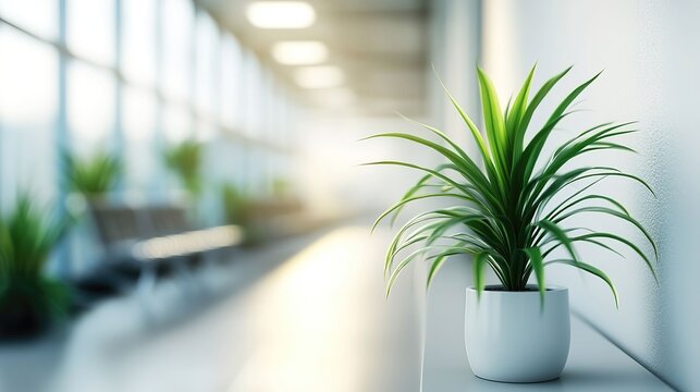 Modern office lobby with clean design, conveying simplicity and professionalism in a serene workspace
