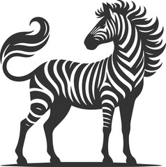 Zebra standing with its tail swishing animal silhouette