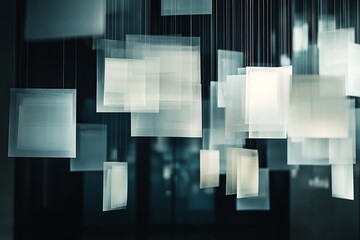 Naklejka premium Abstract Architectural Installation with Hanging Squares