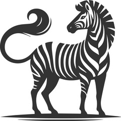 Zebra standing with its tail swishing animal silhouette