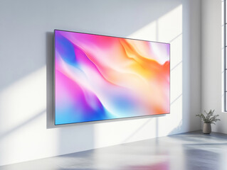 Modern interior design featuring a vibrant abstract wall decoration