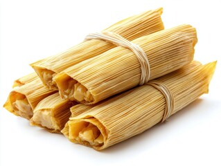 Delicious tamales wrapped in corn husks prepared for celebration