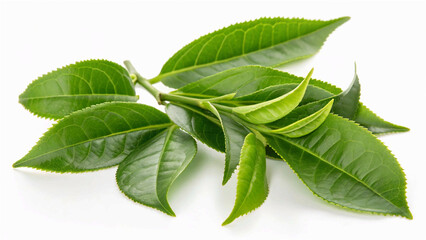 Obraz premium Fresh green tea leaves natural, greenery, leaf, tea,isolated on white background