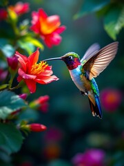 Obraz premium hummingbird and flower