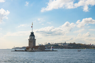Fototapeta premium Istanbul background photo. Kiz Kulesi aka Maiden's Tower