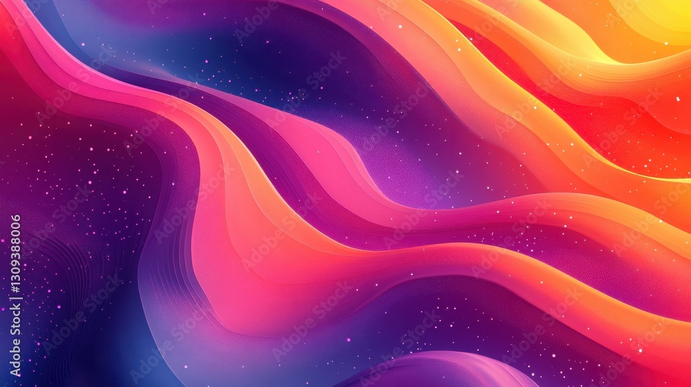 Poster vibrant abstract waves of color blending harmony in a cosmic space environment