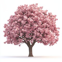 Obraz premium Realistic 3D Icon Cartoon of a Blossom-Covered Tree in Full Spring Bloom isolated on clear white background