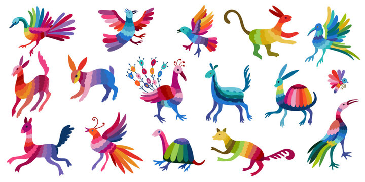Mexican Otomi embroidery elements. coloring page