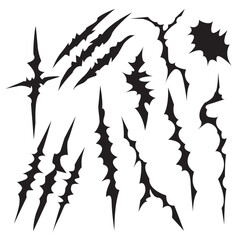 Obraz premium Animal claw scratches mark set vectors