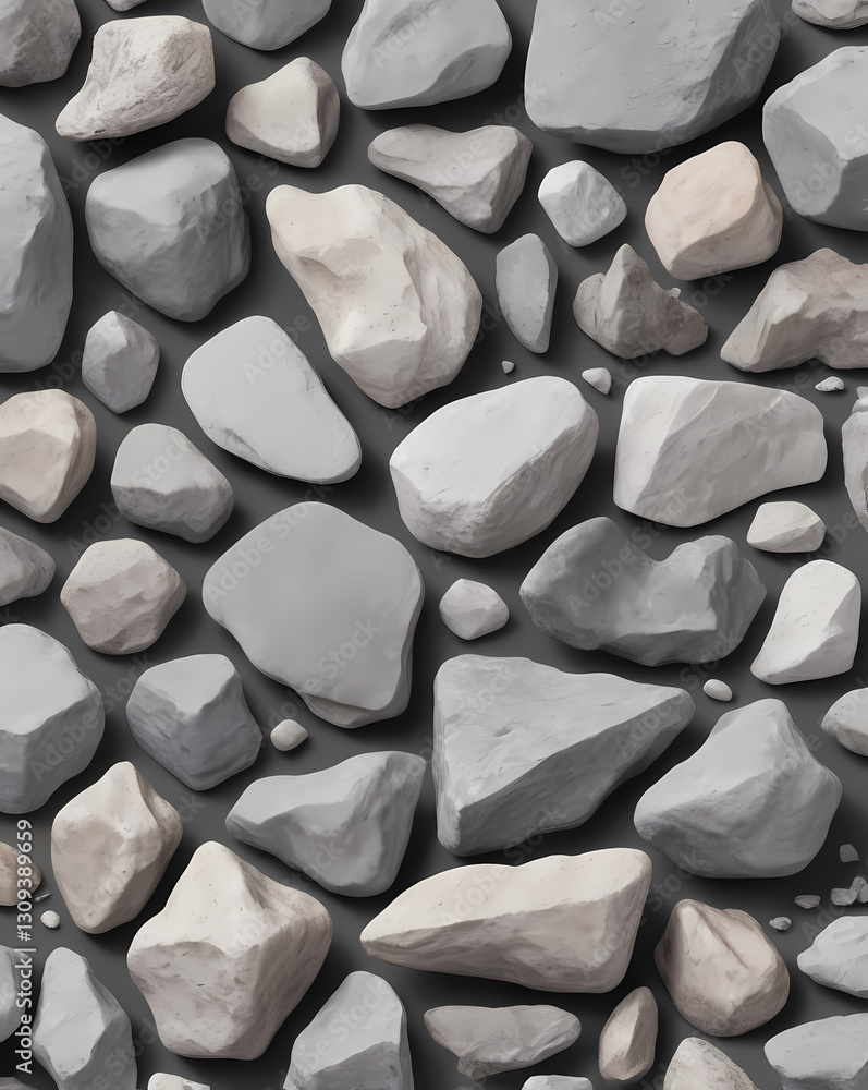 Poster an assortment of various grey stones arranged closely together to form a textured pattern