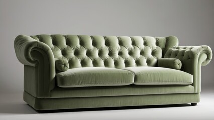 green warm sofa in white background for photoshoot