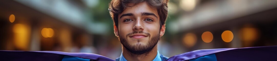 Obraz premium A young male graduate poses with a confident expression ready for the ceremony. Generative AI